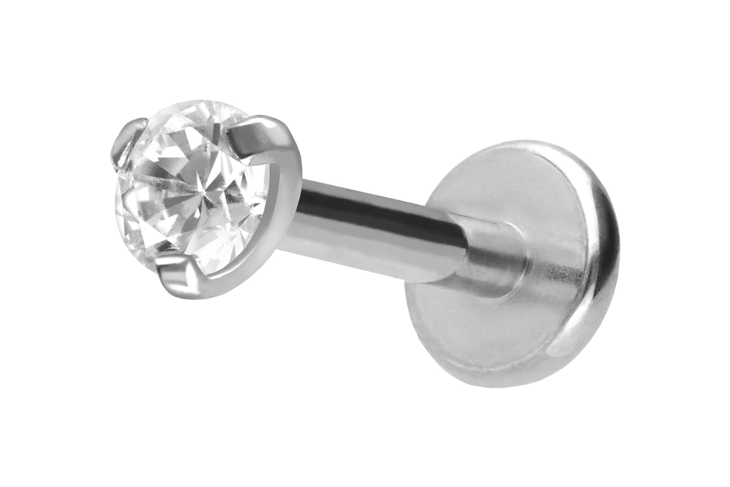 Titan Labret Piercing mit Innengewinde EINGEFASSTER KRISTALL